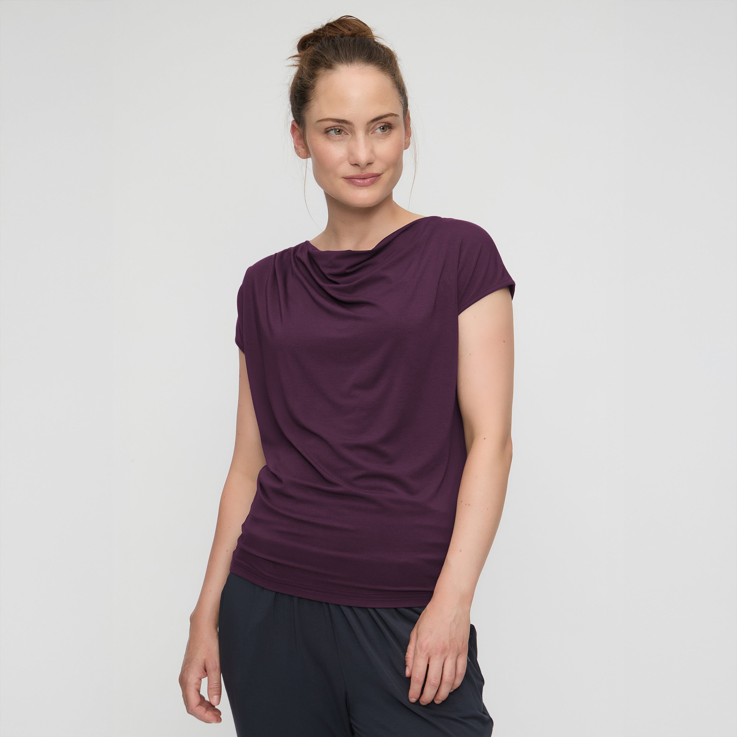 Yoga-Shirt Wasserfall - dark plum - YOGISHOP