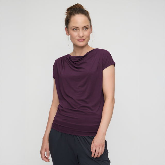 Yoga-Shirt Wasserfall - dark plum - YOGISHOP