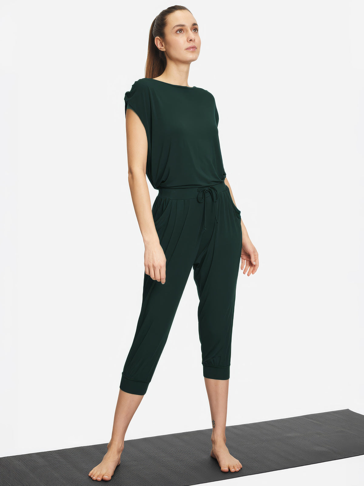 Capri-Pants, relaxed - dark forest