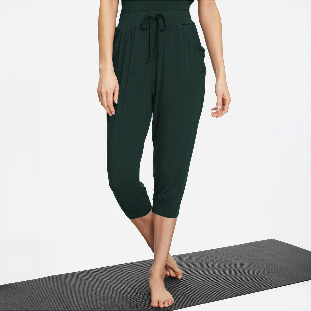 Capri-Pants, relaxed - dark forest
