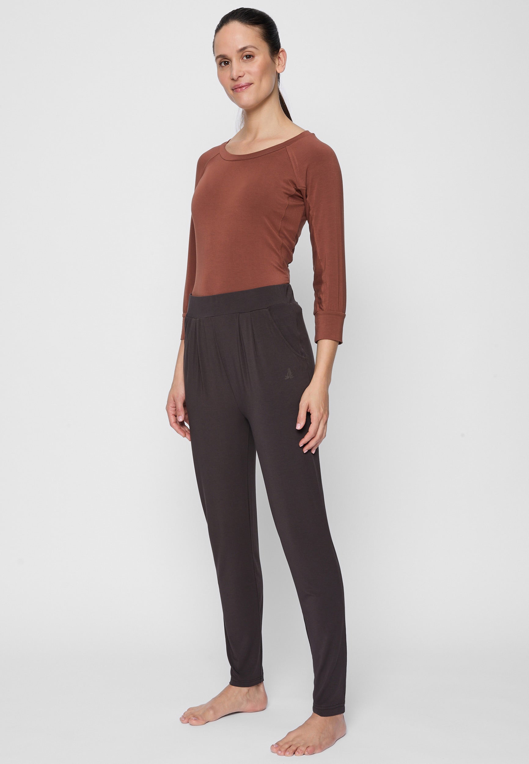 Long Pants, wide leg - dark-brown - YOGISHOP