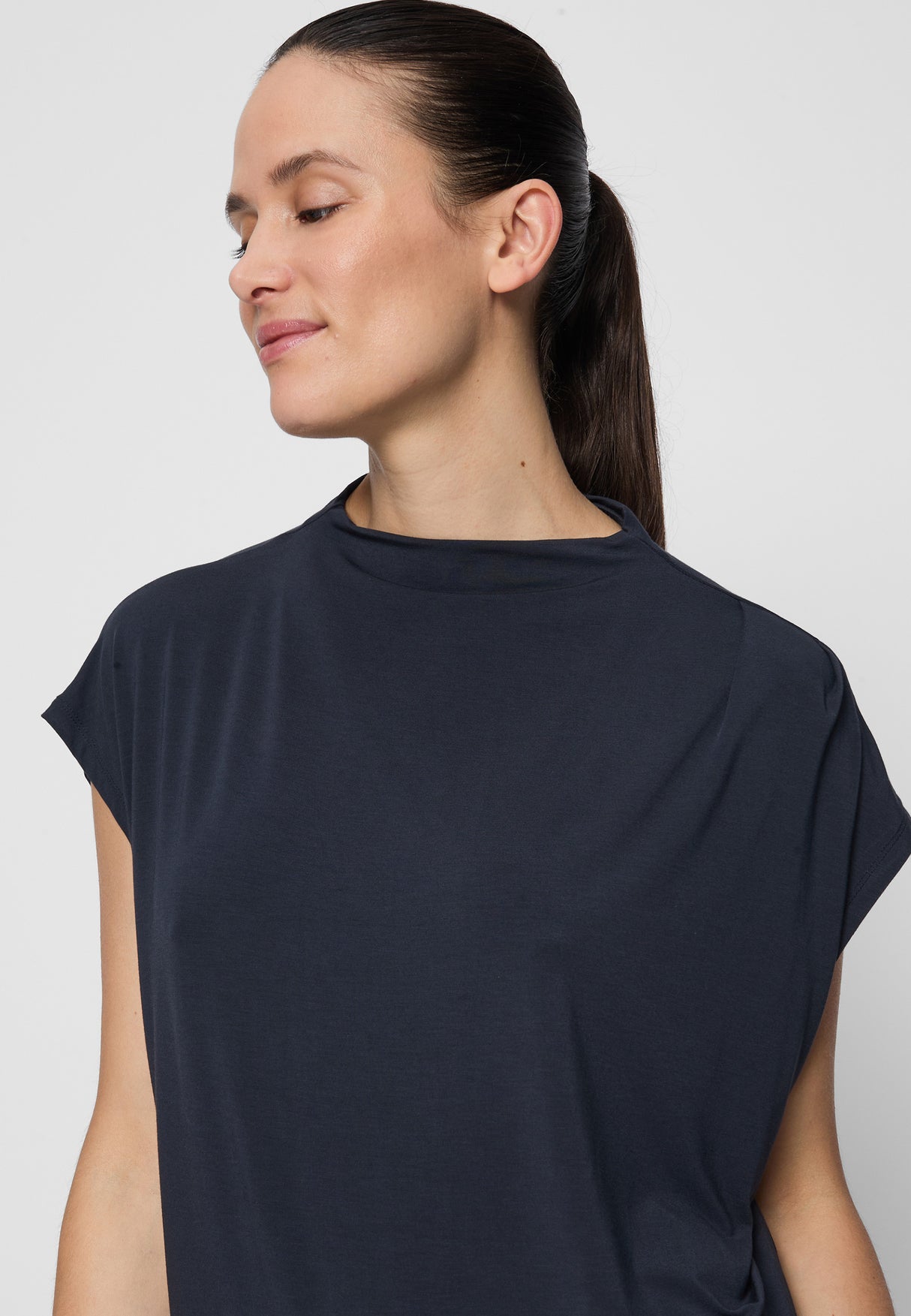 Yoga-Top, turtle neck - midnight-blue - YOGISHOP