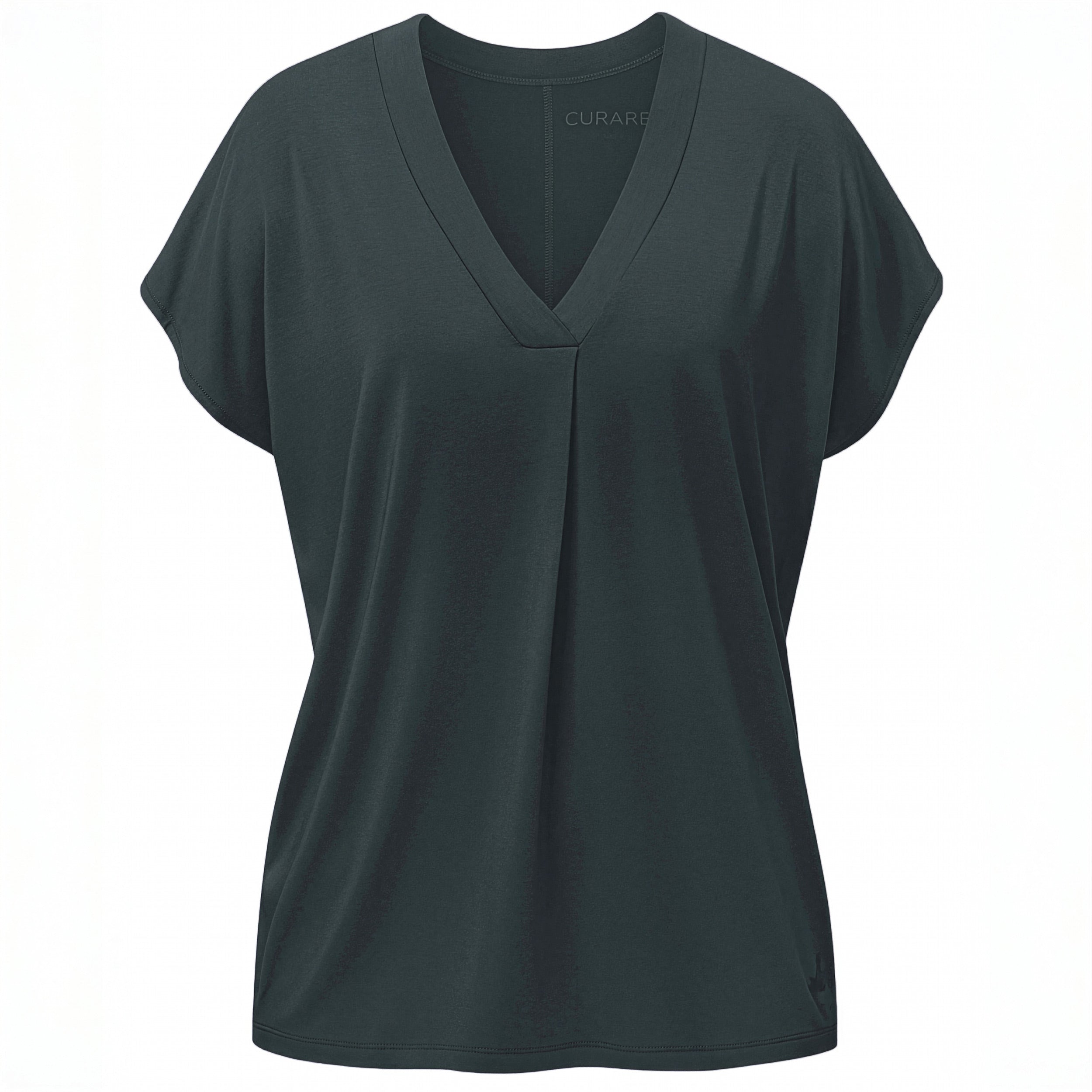 Yoga-Shirt V-Neck Boxpleat - dark forest - YOGISHOP