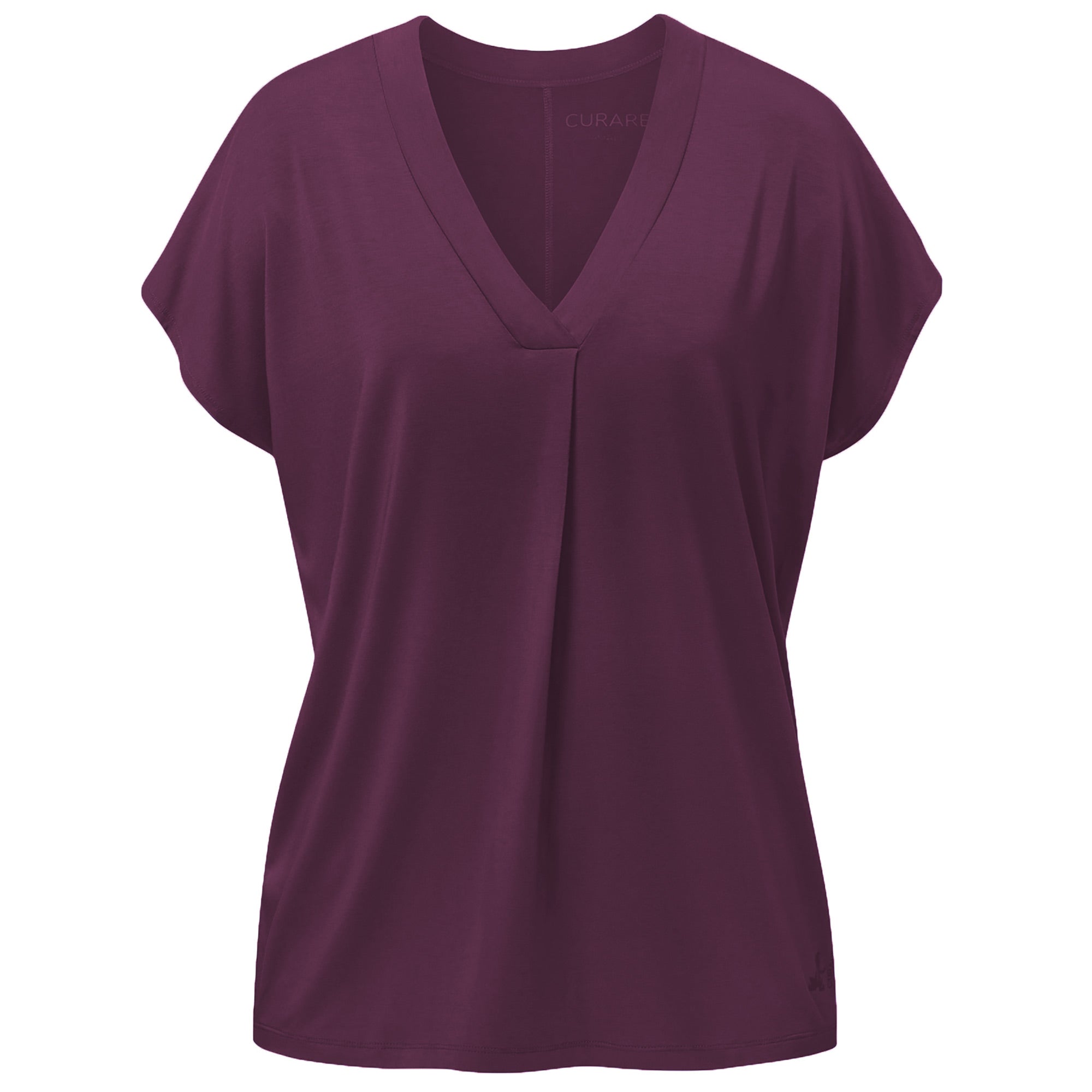 Yoga-Shirt V-Neck Boxpleat - dark plum