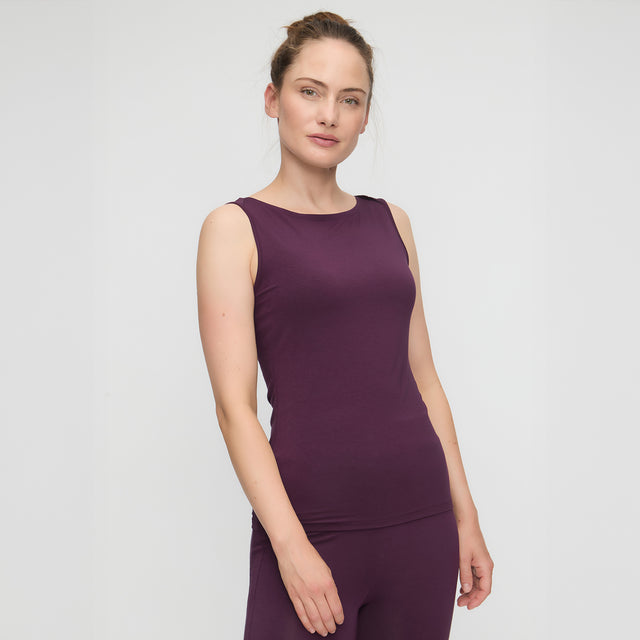 Yoga-Tank-Top Boatneck - dark plum - YOGISHOP