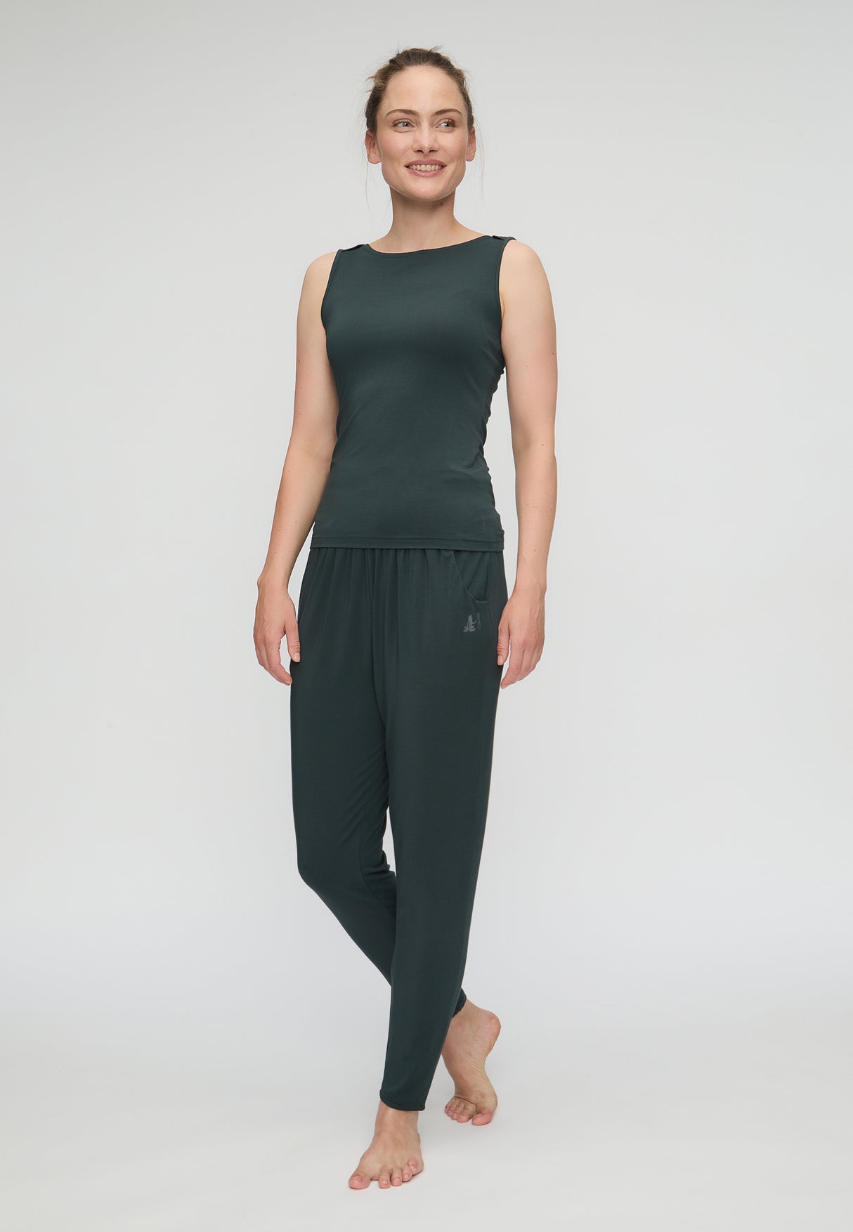 Yoga-Tank-Top Boatneck - dark forest - YOGISHOP