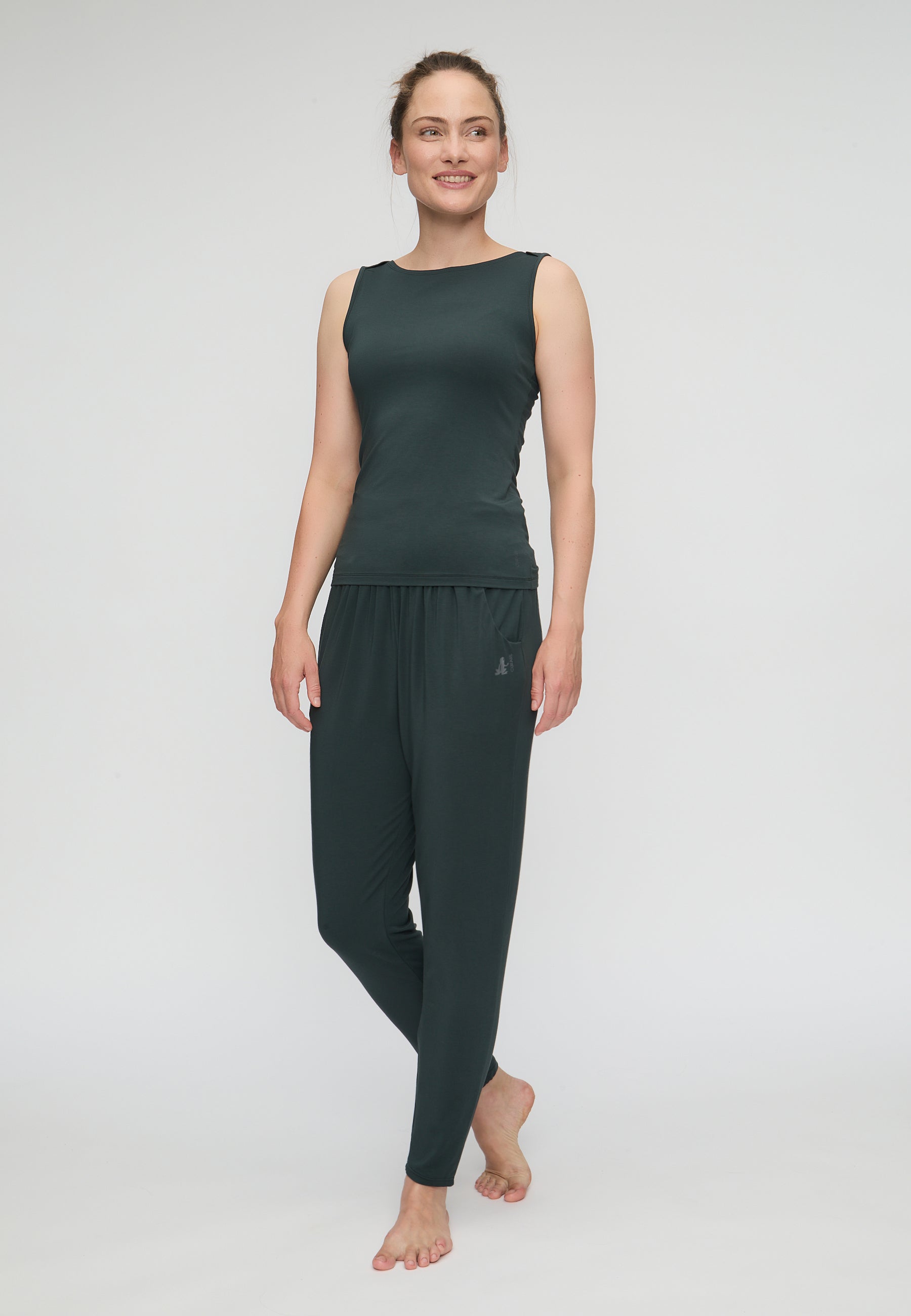 Yoga-Tank-Top Boatneck - dark forest - YOGISHOP