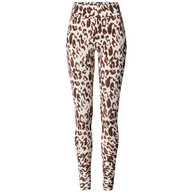 Yoga-Leggings, roll down - brown leo - YOGISHOP