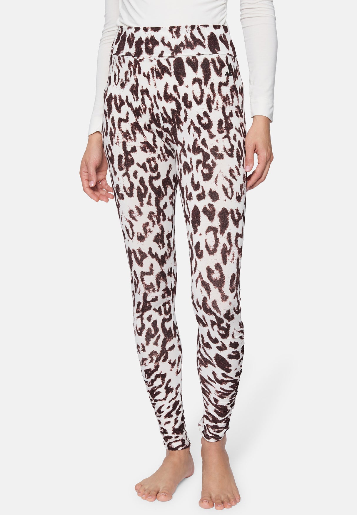 Yoga-Leggings, roll down - brown leo - YOGISHOP