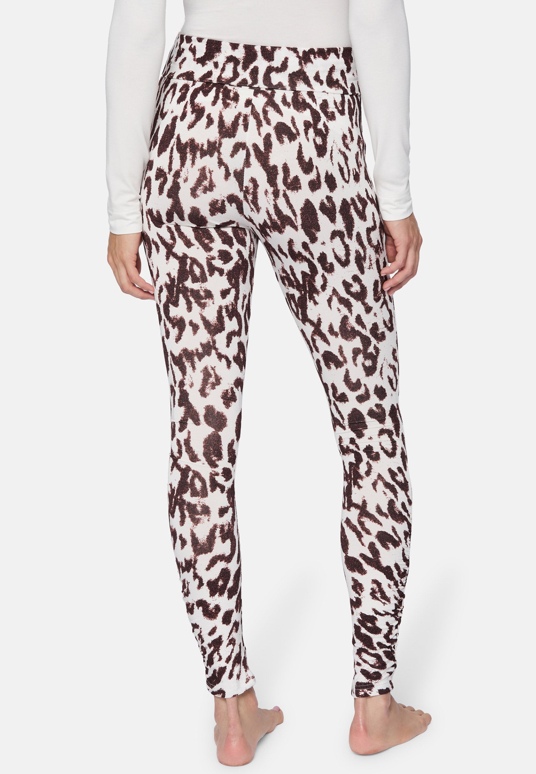 Yoga-Leggings, roll down - brown leo - YOGISHOP