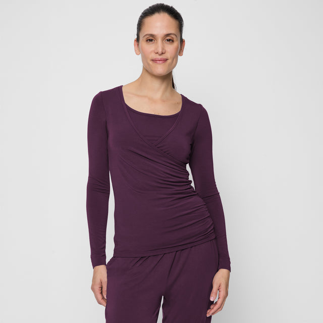 Wrap-Shirt - dark plum - YOGISHOP