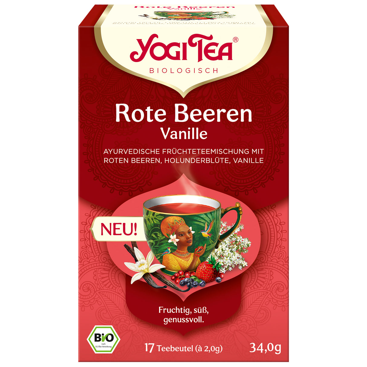 Bio Rote Beeren Vanille Teemischung, 34 g - YOGISHOP