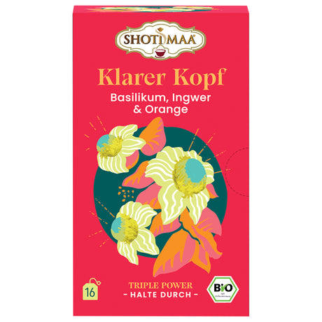 Bio Klarer Kopf Tee - Basilikum Ingwer Orange, 32 g - YOGISHOP
