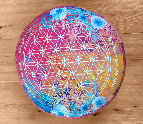 Meditationskissen rund, pink/bunt - YOGISHOP