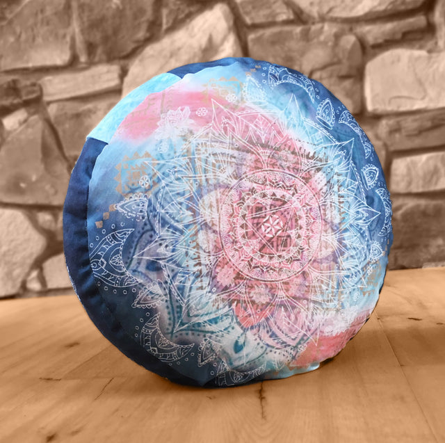 Meditationskissen rund, indigo/peach - YOGISHOP