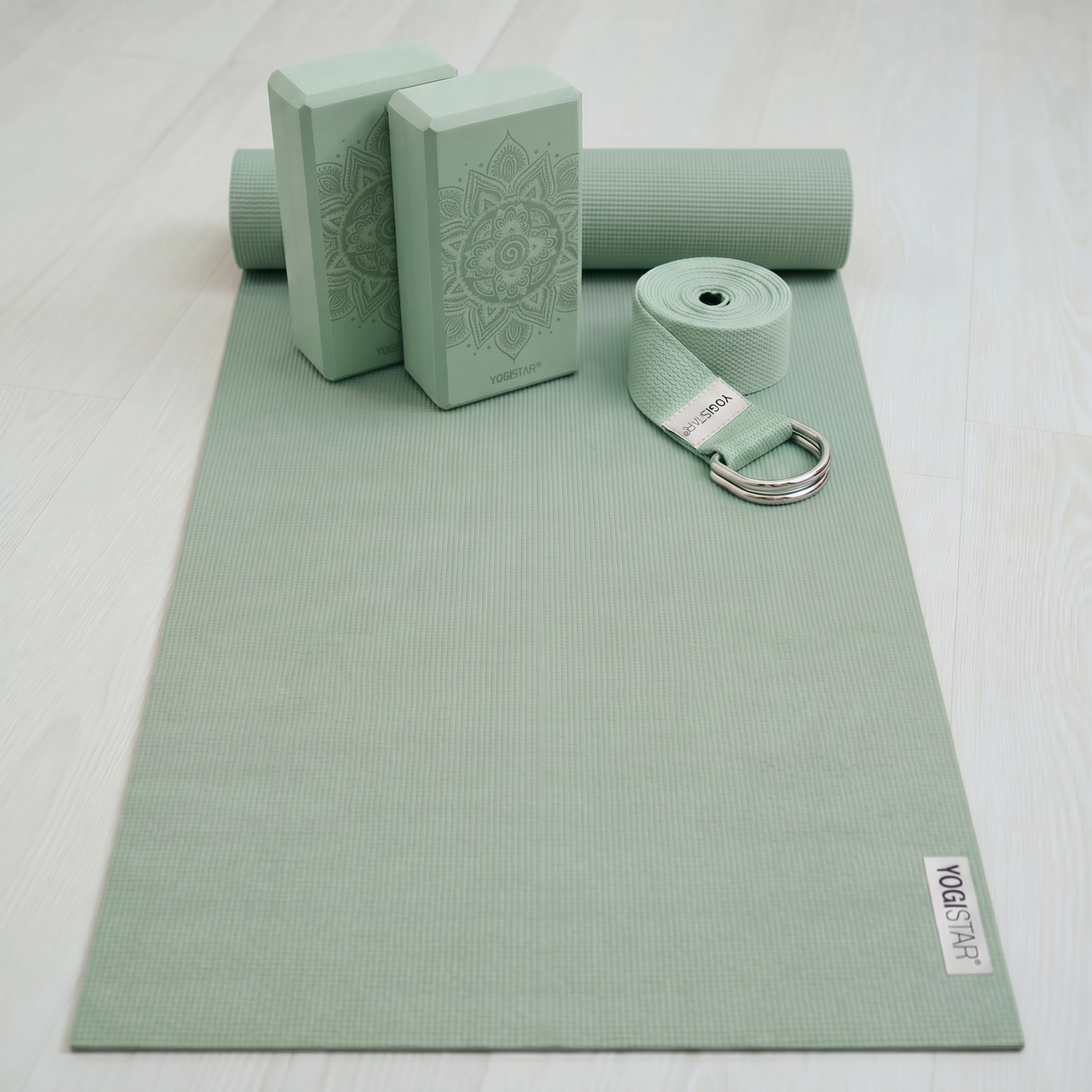 Yoga-Set Starter Edition - velvet mint (Yogamatte + 2 Yogablöcke + 1 Gurt)