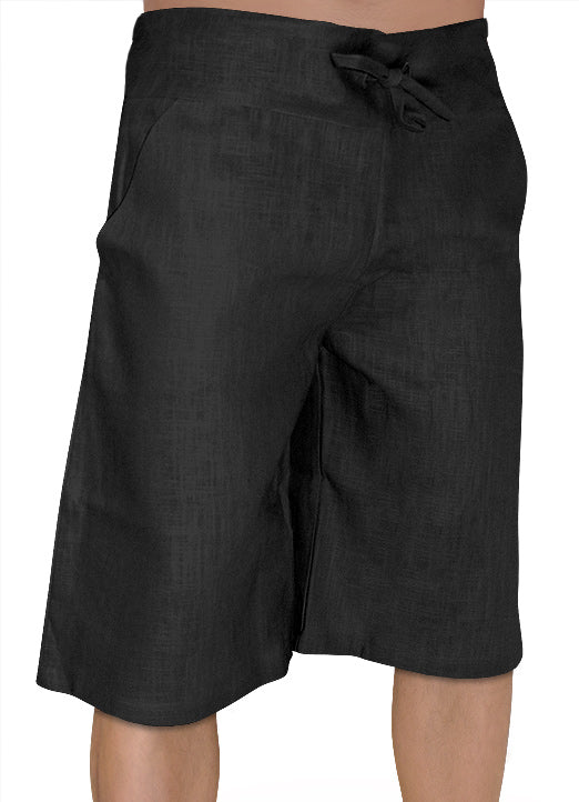 Bermuda-Leinenhose - schwarz - YOGISHOP