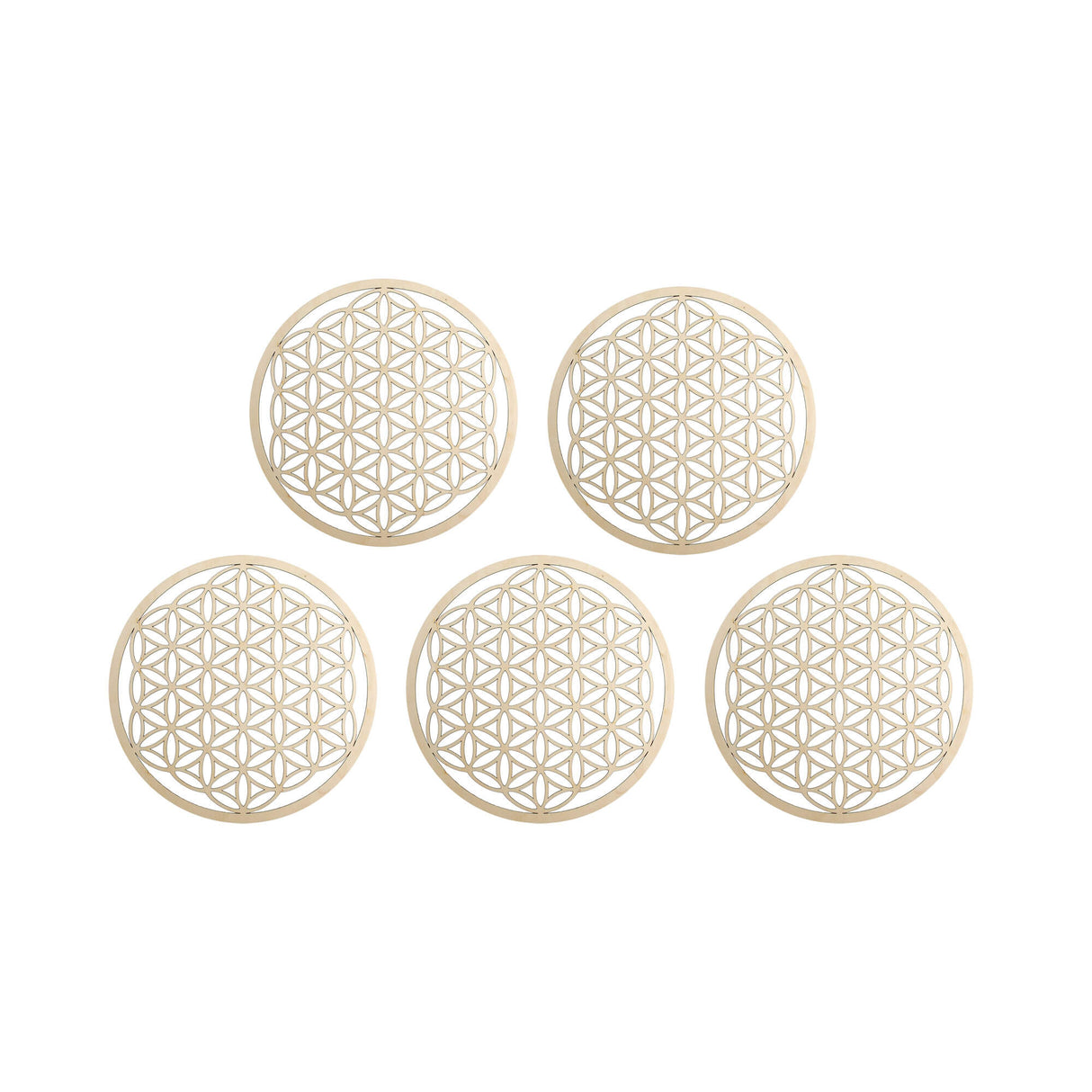 Wandschmuck "Blume des Lebens", Holz 9 cm - 5er Set - YOGISHOP