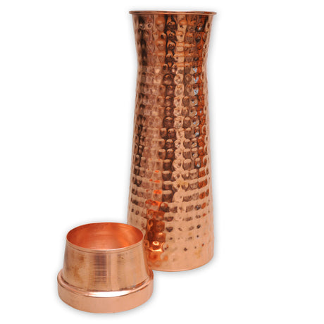 Kupferkaraffe mit Becher gehämmert, 1,1 l - YOGISHOP