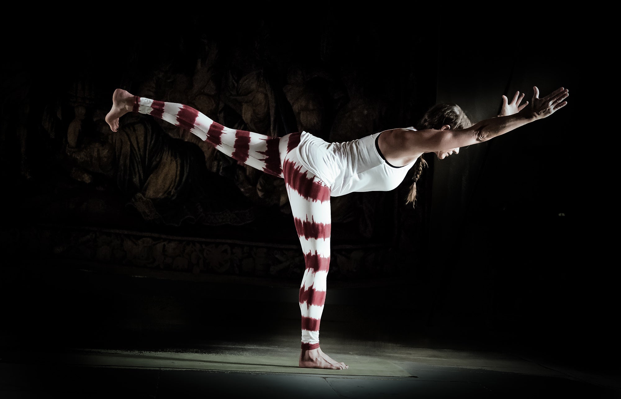 Yoga-Batik-Leggings "Lava" - rot/weiss - YOGISHOP