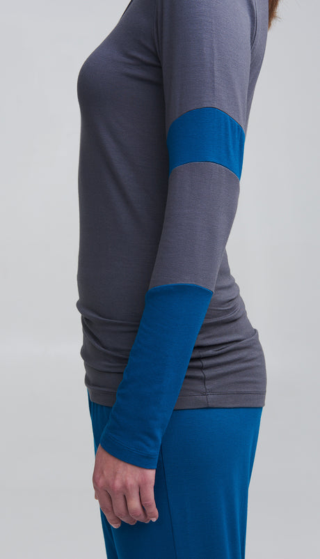 Yoga-Longsleeve Tee - deepgrey/aqua/teal - YOGISHOP