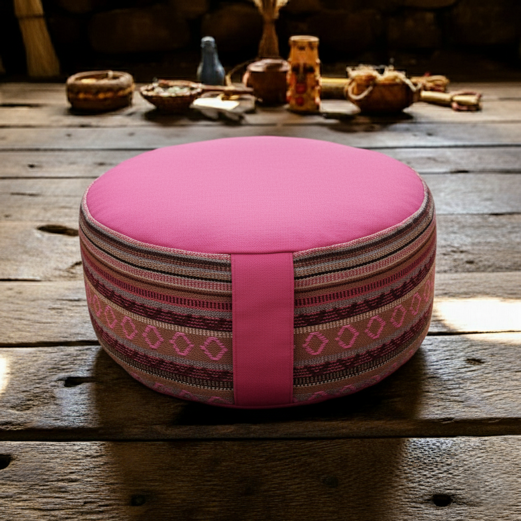 Meditationskissen - rund - ethnic - organic cotton - YOGISHOP