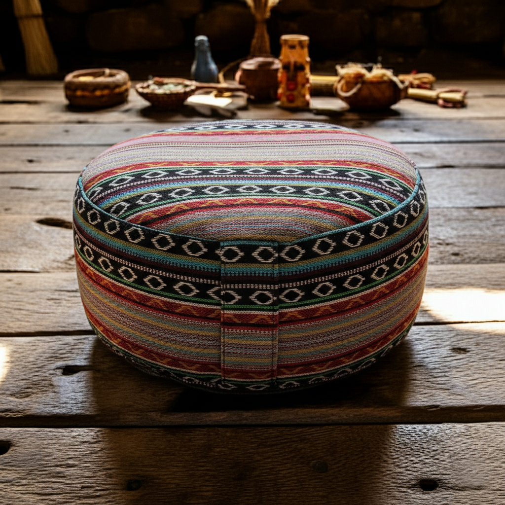 Meditationskissen - rund - ethnic - organic cotton - YOGISHOP