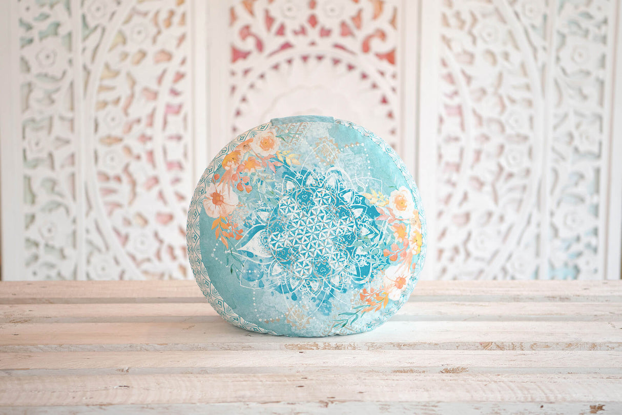 Meditationskissen rund, jade/orange - YOGISHOP