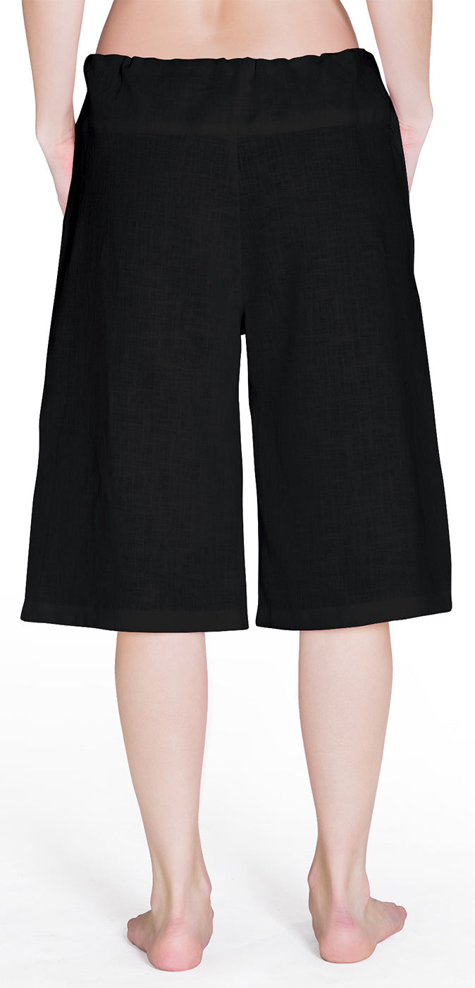 Bermuda-Leinenhose - schwarz - YOGISHOP