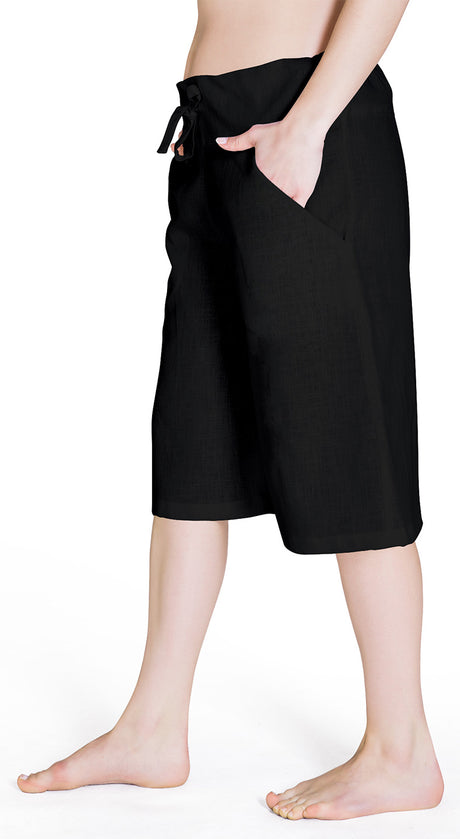 Bermuda-Leinenhose - schwarz - YOGISHOP