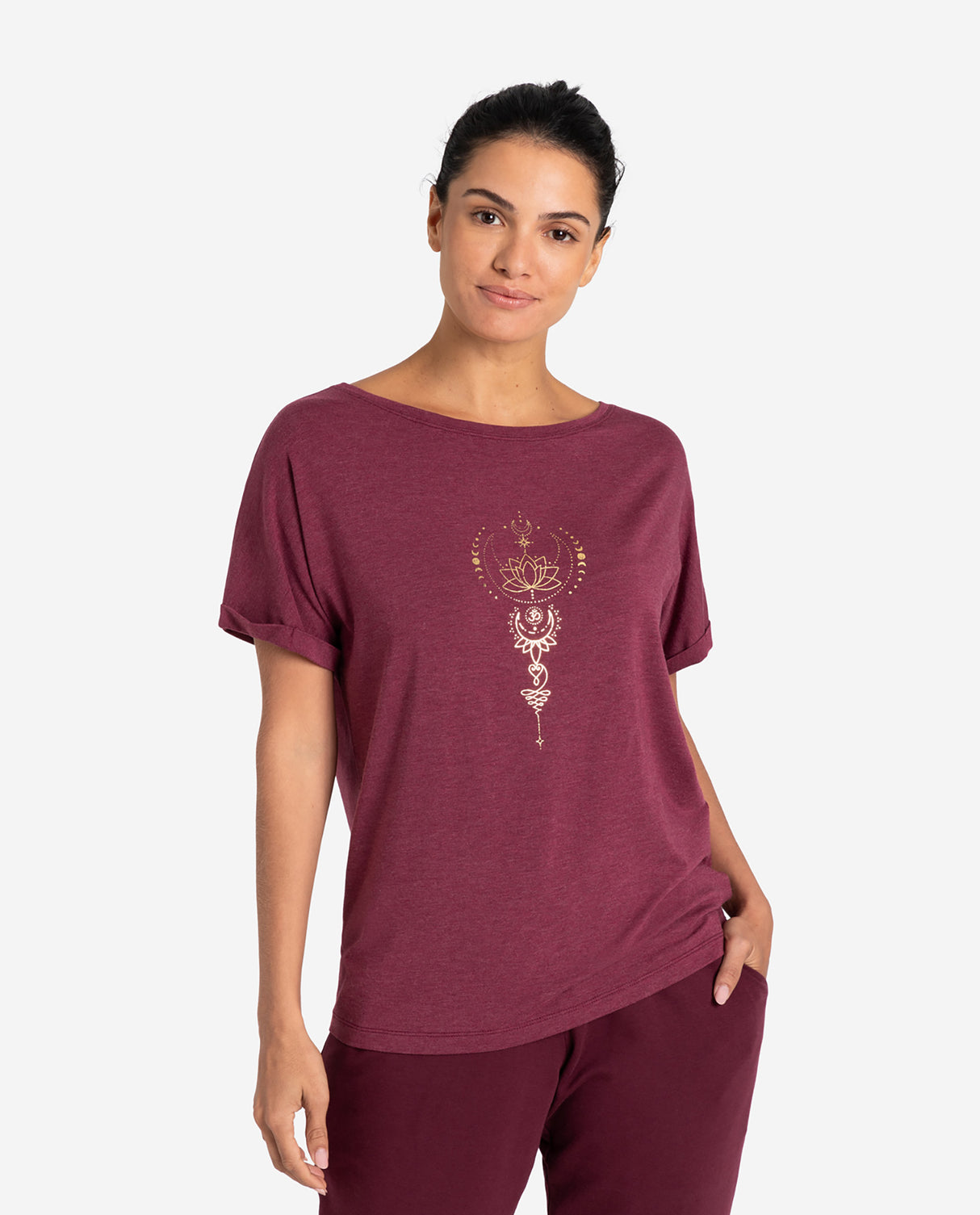Shirt comfort fit Eka Padma - violett-rot melange - YOGISHOP