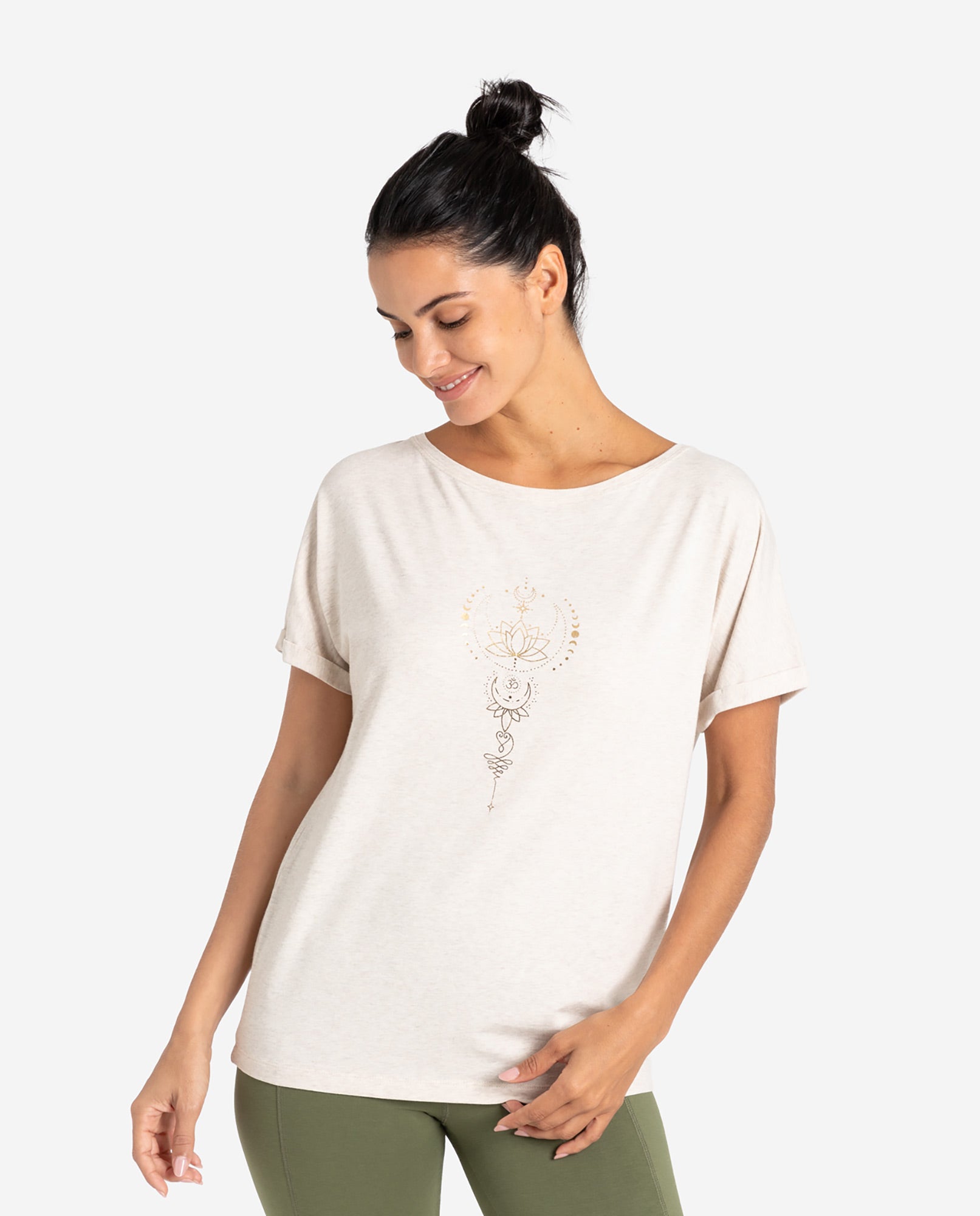 Shirt comfort fit Eka Padma - sand-nature melange gold - YOGISHOP