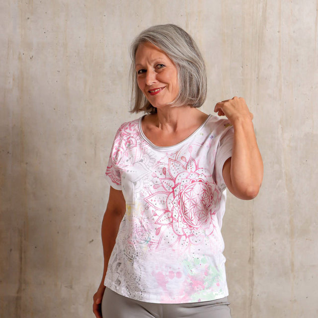 T-Shirt "Fancy" - weiß/bunt - YOGISHOP