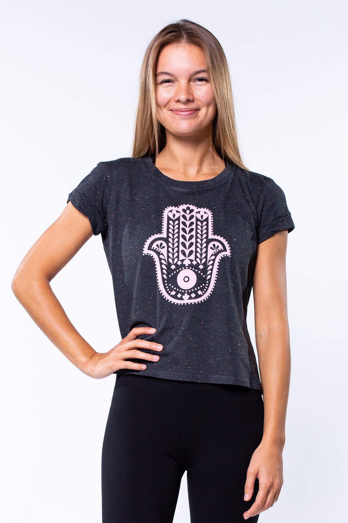 T-Shirt "Hamsa" - schwarz - YOGISHOP