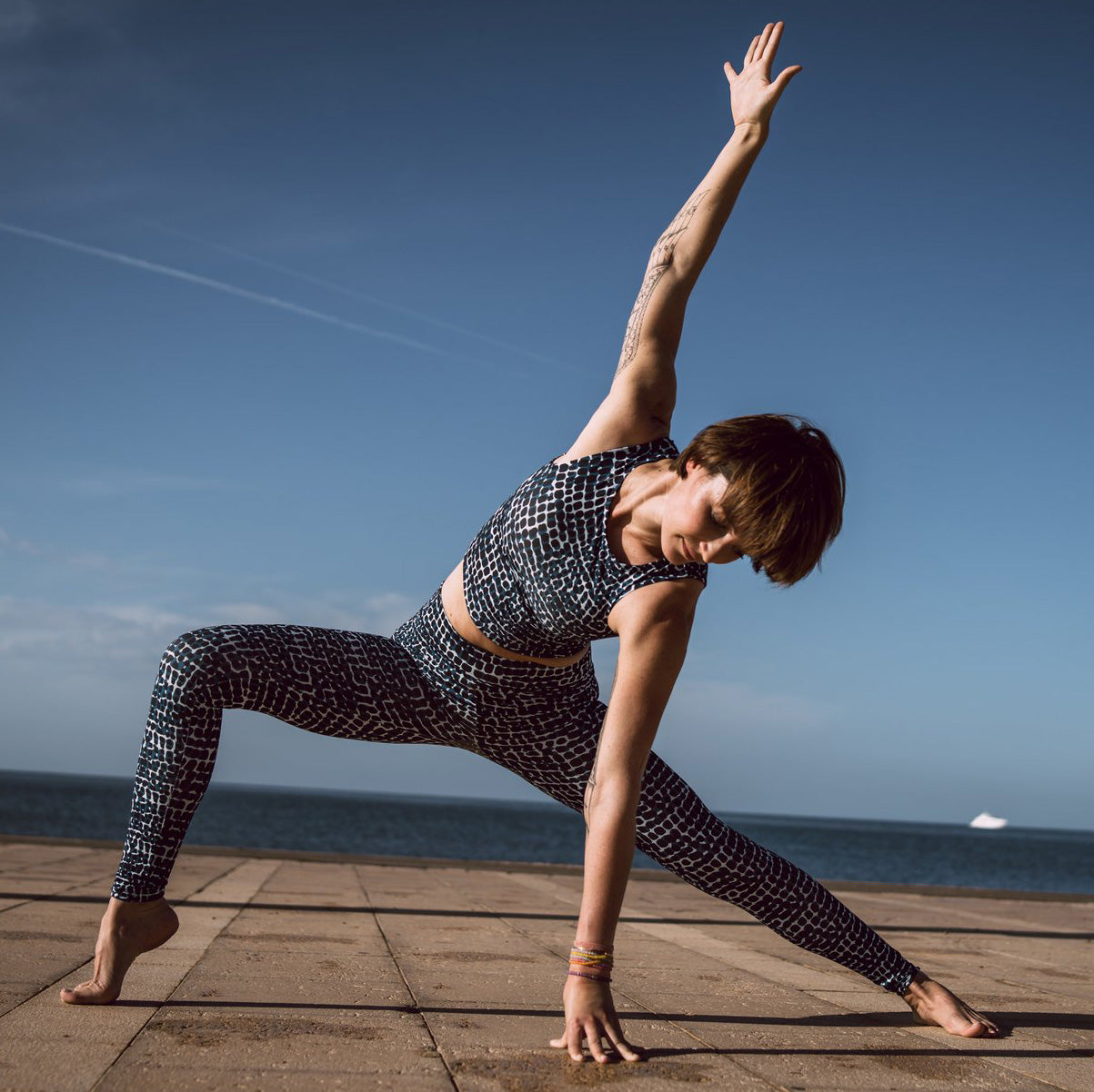 Yoga-Leggings Croco - petrol - YOGISHOP