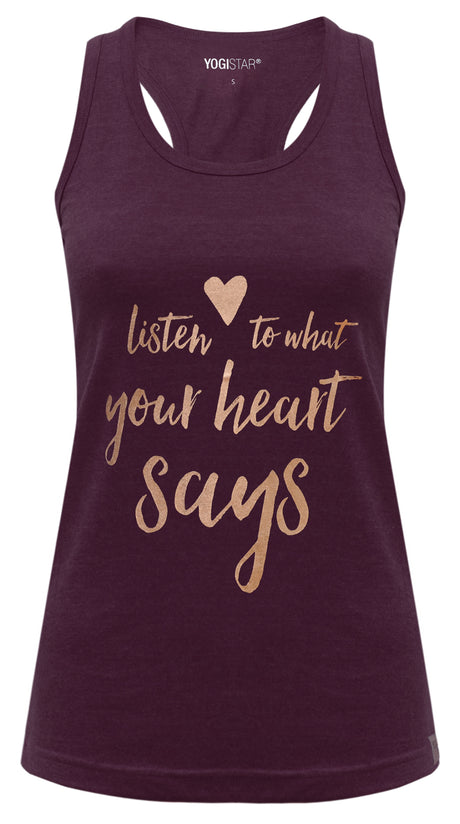 Yoga-Racerback-Top „listen to...“ - berry/copper - YOGISHOP