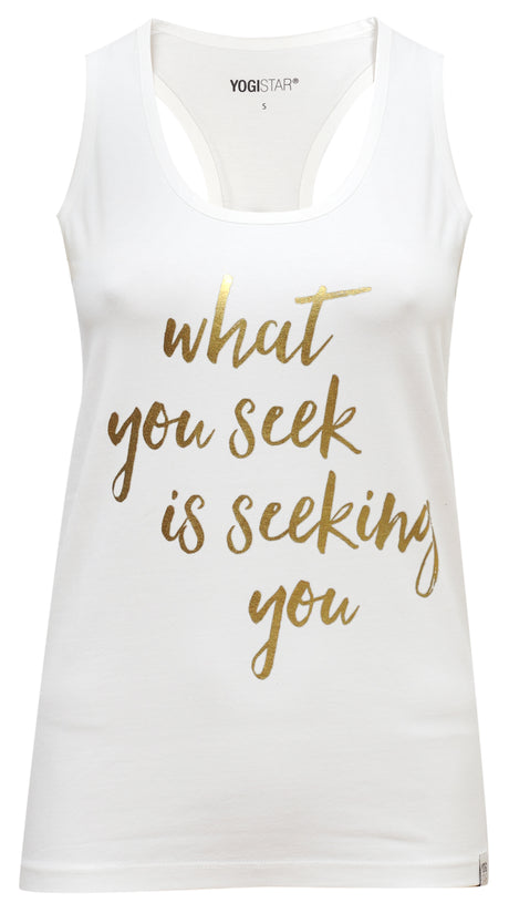 Yoga-Racerback-Top „what you seek...“ - ivory/gold - YOGISHOP