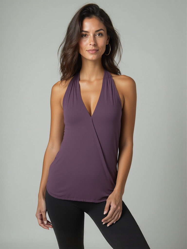 Yoga-Racerback V-Neck "ala" - elderberry - YOGISHOP