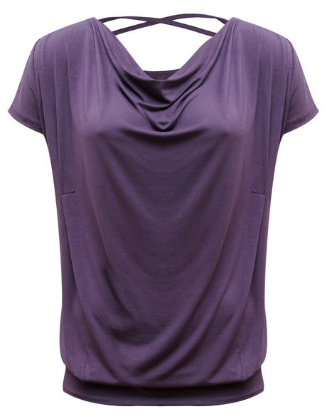 Yoga-Shirt flowing batwing "ala" – elderberry - YOGISHOP