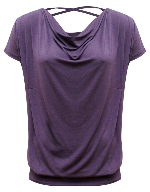 Yoga-Shirt flowing batwing "ala" – elderberry - YOGISHOP