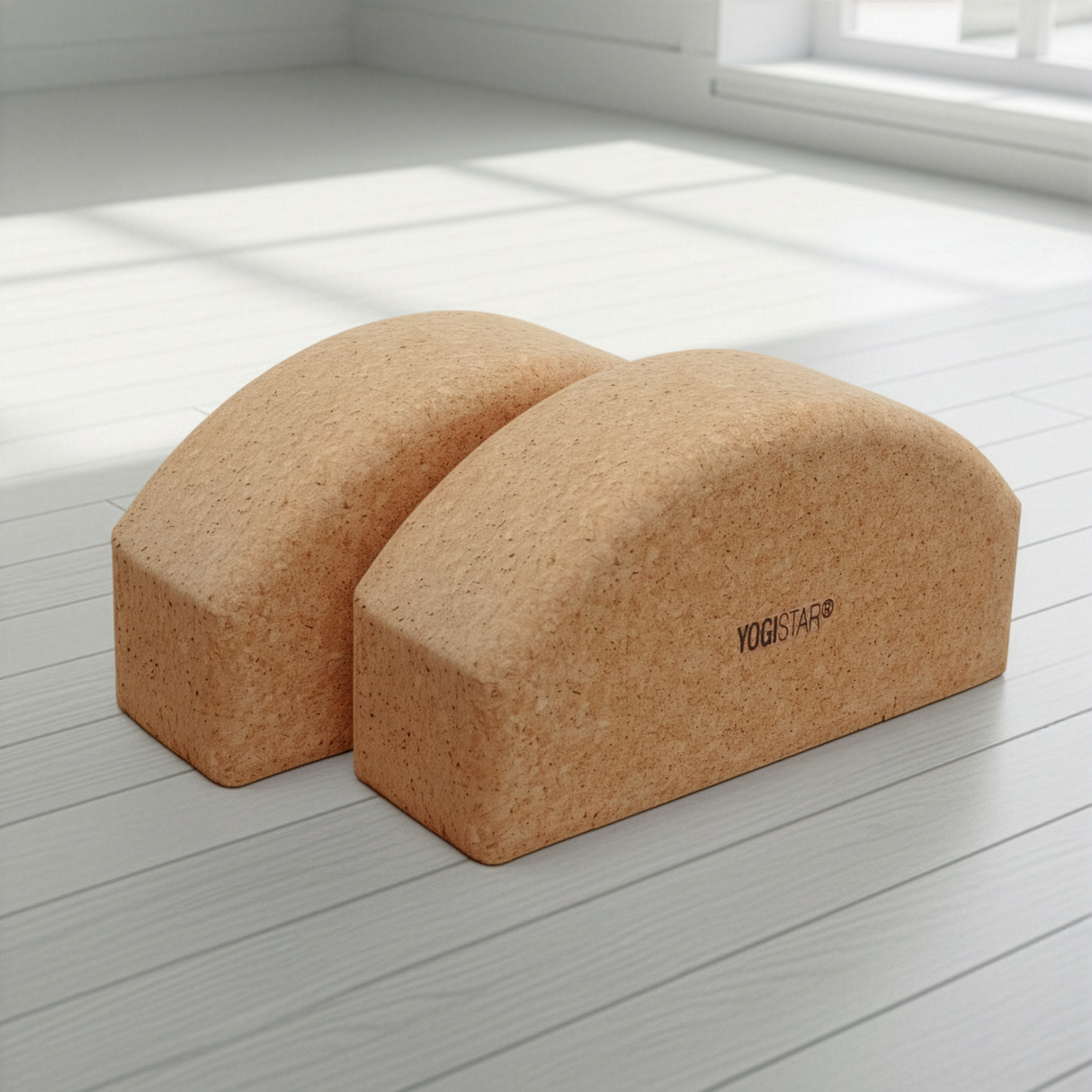 Yogablok yogiblock® halbrund - kurk - 2er-Set