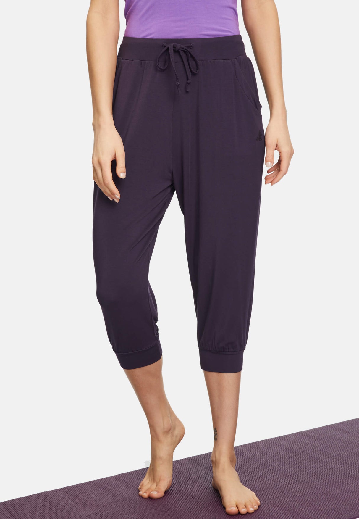 Capri-Pants, relaxed - dark aubergine - YOGISHOP