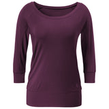 3/4 Shirt Boatneck - dark plum
