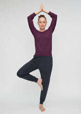 3/4 Shirt Boatneck - dark plum