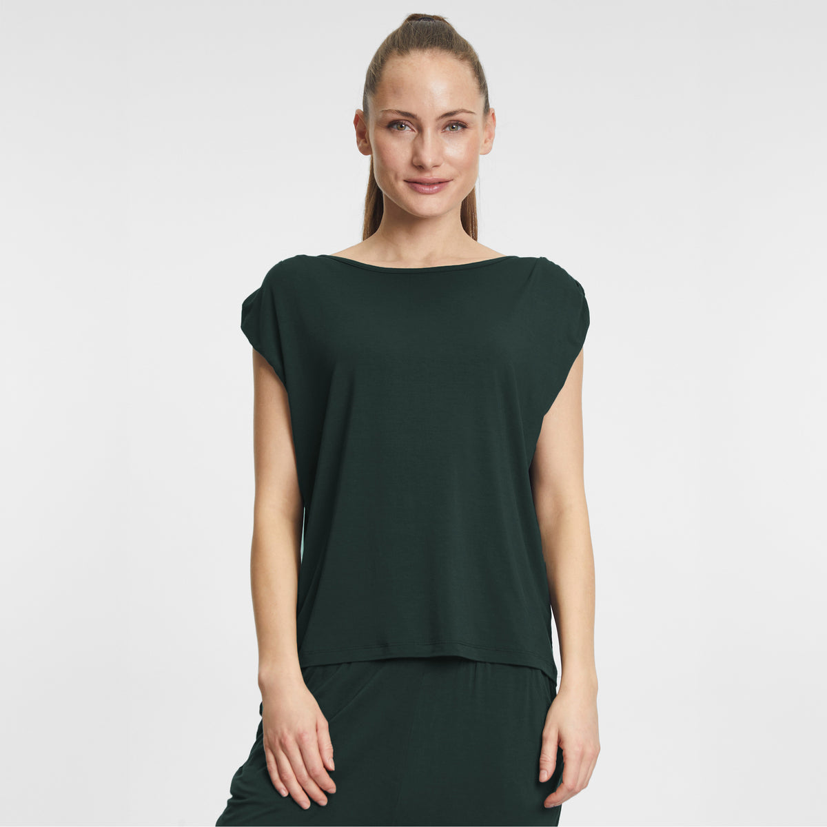 Yoga-Shirt loose foulds - dark forest