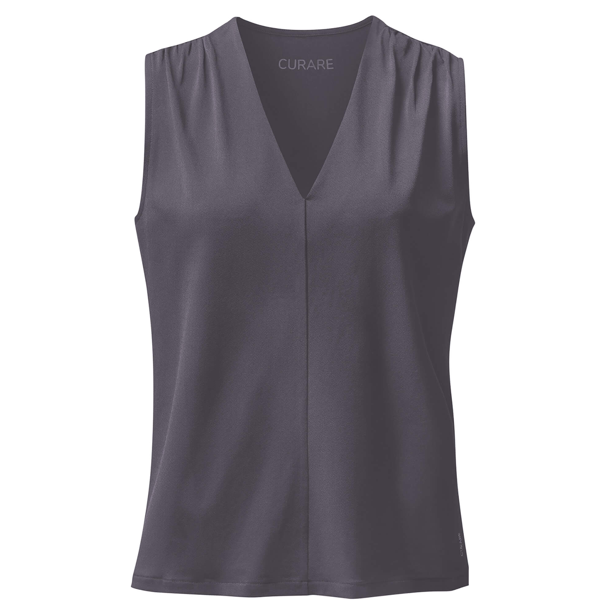 Yoga-Top Comfort V-Neck - grau aubergine - YOGISHOP