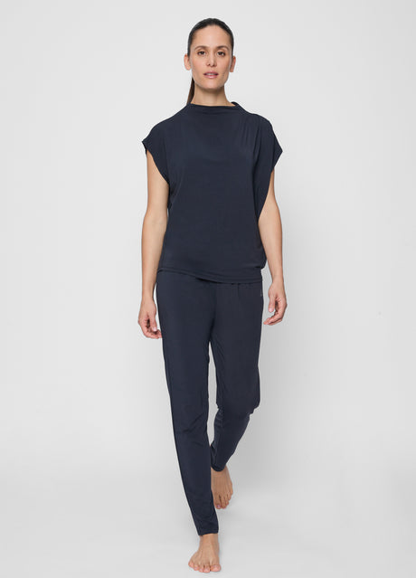 Yoga-Top, turtle neck - midnight-blue - YOGISHOP