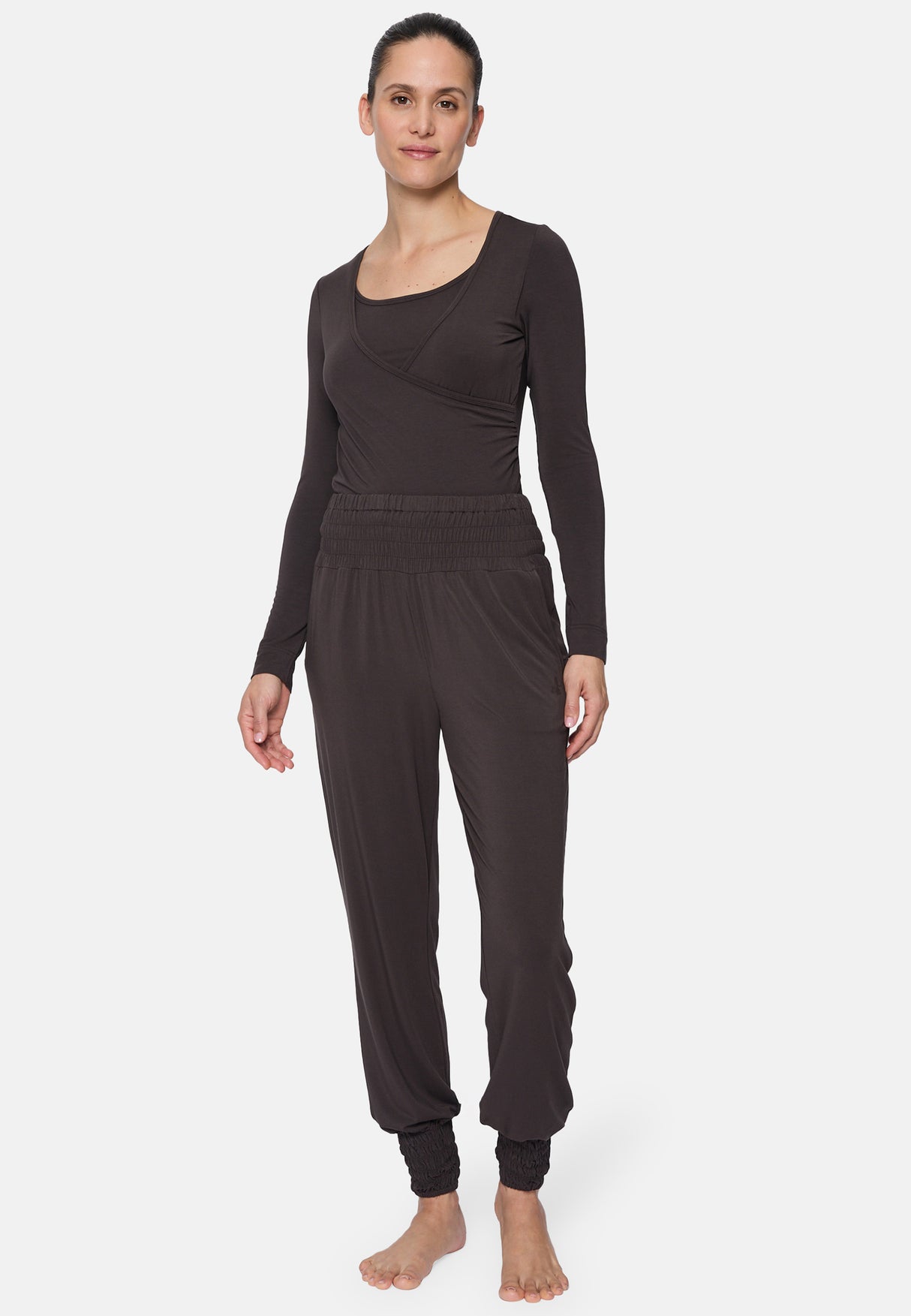 Pantalons longs de yoga, fumé - marron foncé