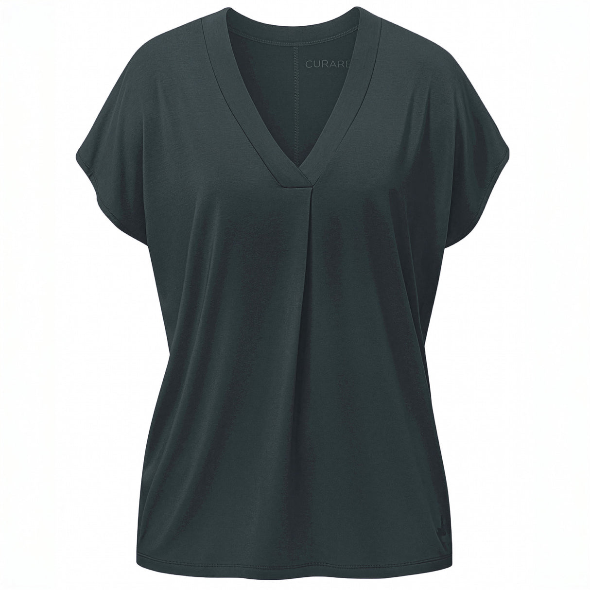 Yoga-Shirt V-Neck Boxpleat - dark forest