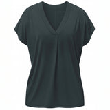Yoga-Shirt V-Neck Boxpleat - dark forest